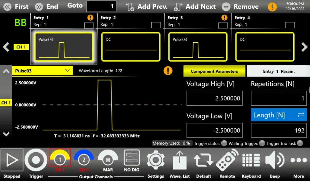 Rectangular pulses for pulsed laser diode control