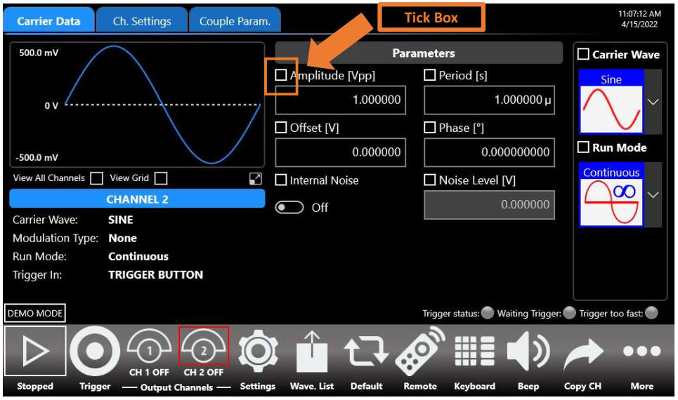 Channel Coupling settings page showing the coupling parameter list with Ratio and Offset.