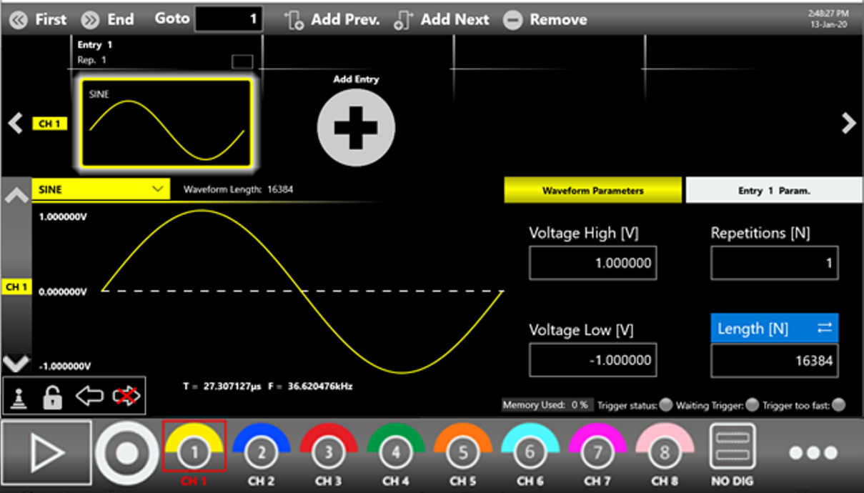 Master instrument running the Simple TrueArb application with the Master Multi-Instrument toolbar