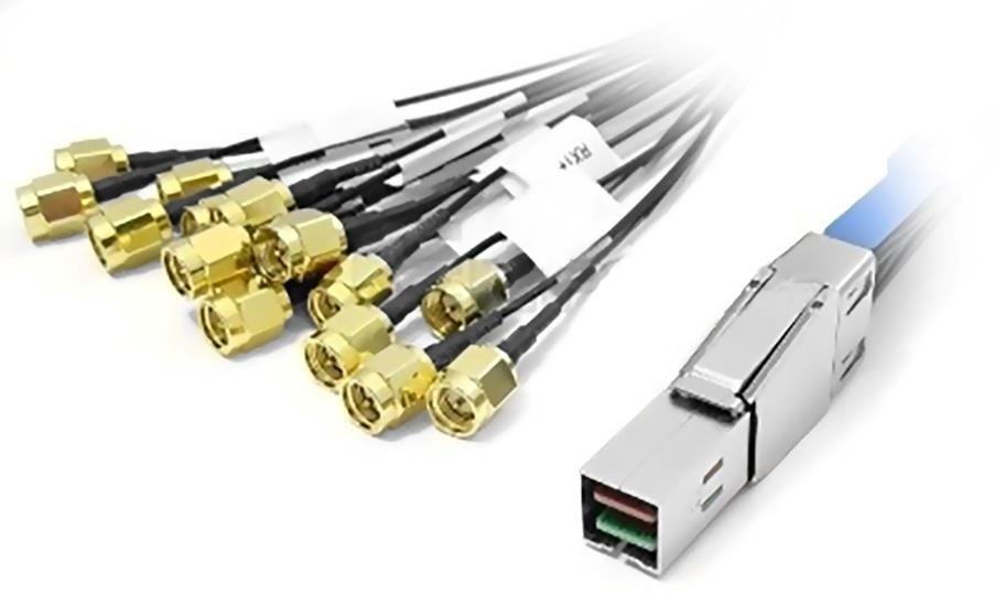 AT-LVDS-SMA8 adapter cable converting mini-SAS HD to 16 SMA connectors