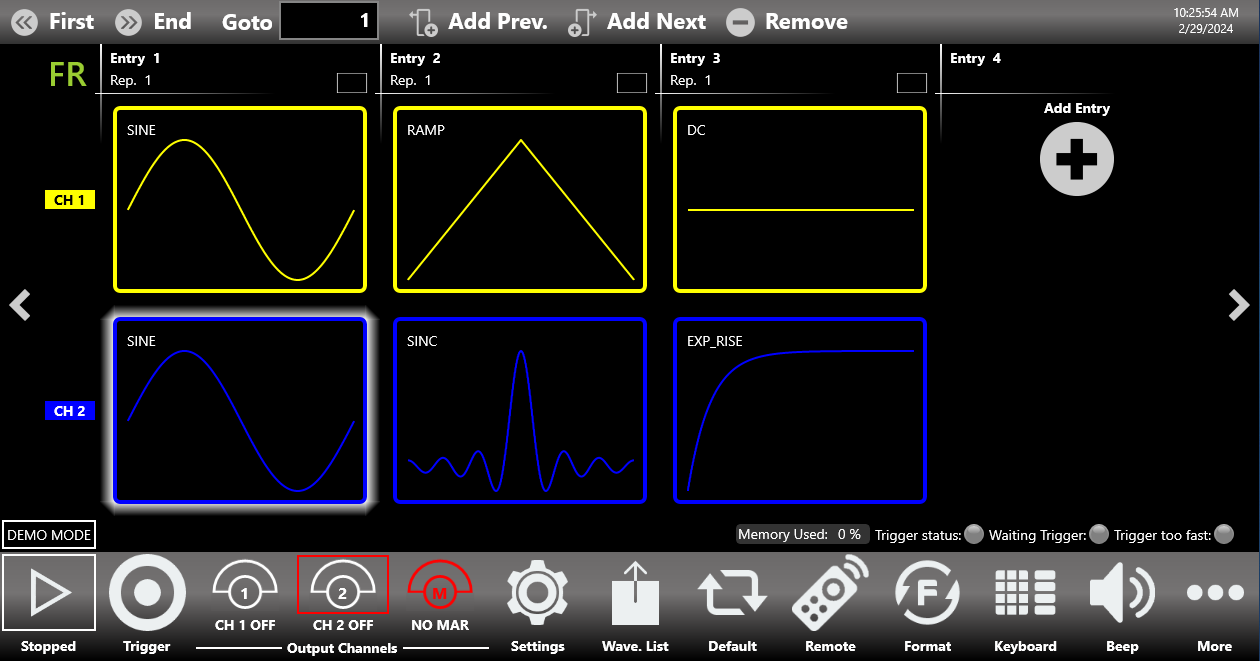 Multiple Channels View showing several output channels at once across sequencer entries