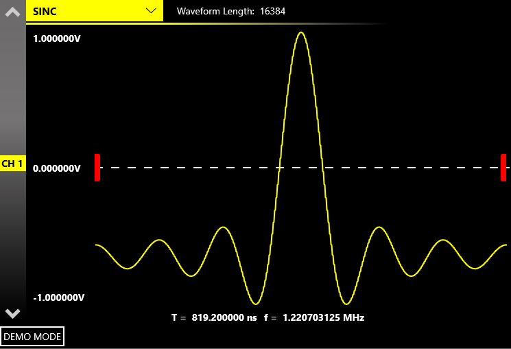 Waveform Area showing the Waveform Graph, Channel Parameters, and Entry Parameters