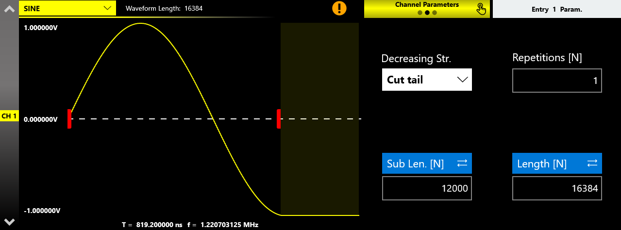 Cut tail decreasing strategy on a sine waveform
