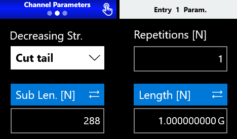 Channel 2 Entry 1 parameters with the Sub Length set to its maximum value