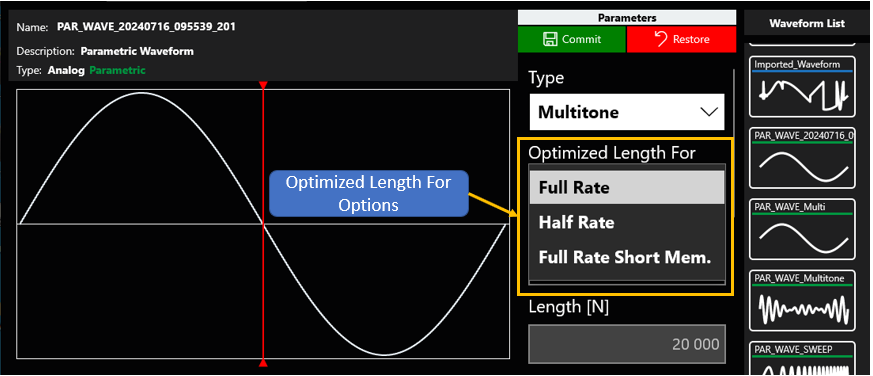Optimized Length For drop-down expanded to show Full Rate, Half Rate and Full Rate Short Mem. options.